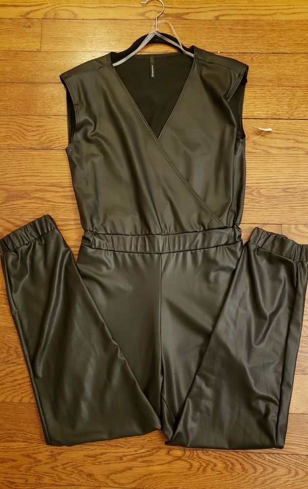 Faux leather jumpsuit romper